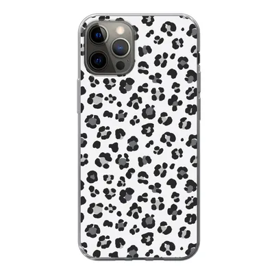 Produktbild von MuchoWow® Handyhülle Schutzhülle Hülle für iPhone 12 Pro Panther Druck - Grau - Abstrakt Silikon Softcase Handy Hülle - Abdeckung