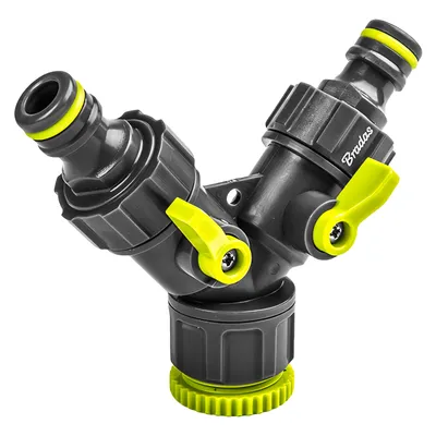 Image de Raccord de tuyau Reparator Raccord de tuyau à robinet 1/2" 3/4" 1" Bradas 7. Pièce en Y 3/4"-1/2" avec 2 vannes