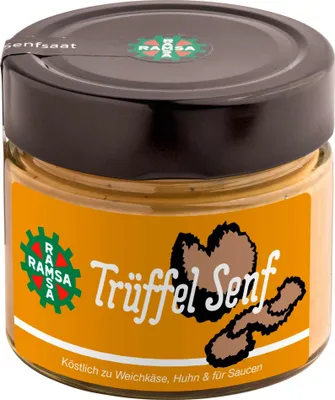 Produktbild von Ramsa Trüffel Senf 180g - Senfspezialität mit schwarzen Trüffelstückchen - Verleiht jedem Gericht eine besondere Geschmacksnote von Ramsa Wolf