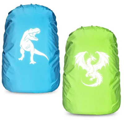 Immagine prodotto di Copertura impermeabile per zaino, blu e verde, con motivo riflettente