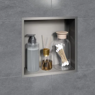 Produktbild von VILSTEIN Duschnische 30x30 cm | Aufputz | Wandnische Silber | Duschregal