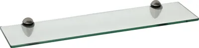 Produktbild von Glasregal 8mm eckig + Clip BECCO, Befestigungsclip :Becco Edelstahloptik, Abmessung:60 x 15 cm, Nachbildung:Klar