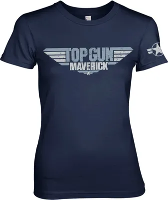 Produktbild von Top Gun Maverick Distressed Logo Girly Tee - Small - Navy