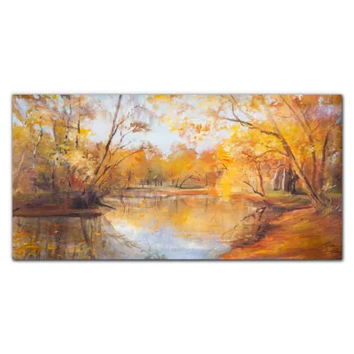 Produktbild von Coloray Bild aus Leinwand 120x60 Leinwand Dekoration - Wald Fluss Natur Herbst