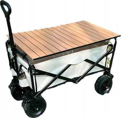 Immagine prodotto di Carretto pieghevole con piano d'appoggio, carretto da spiaggia, carrello da trasporto fino a 120 kg, beige