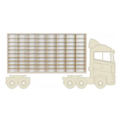 Produktbild von ArtTwist Modellauto Vitrine - Sammlervitrine Holz  zu 80 Fächen - Organisation Schaukasten für Autos Hängend 78,5cm x 40cm x 4cm - Setzkasten Holz für Wanddeko und Organisation (LKW 018SZP)