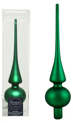 Produktbild von Christbaumspitze Echt Glas 26 x 6 cm Matt Glanz Weihnachtsbaum Spitze Baumspitze Christbaumschmuck Deko, Farbe:Holly Green Matt