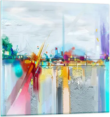 Produktbild von Bilder auf glas - Abstraktion modern - 30x30cm - Glasbilder - Wandbilder - Kunstdruck - zum Aufhängen bereit - Wanddekoration aus Glas - Glas Bilder - Wandbild auf Glas - Einteilig - GAC30x30-4028