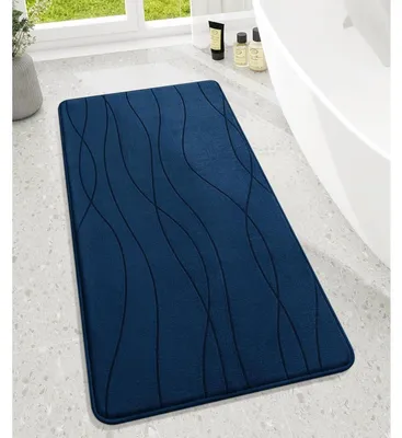 Obrázek produktu pro Koupelnová rohož s paměťovou pěnou, protiskluzová, omyvatelná, měkká, savá, tmavě modrá, 60x120 cm