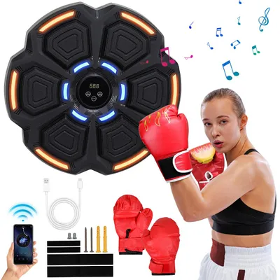 Produktbild von Ikodm Musik Boxmaschine Wandmontage Boxing Elektronische Bluetooth   mit Handschuhen Boxing Machine Trainingsgerät Elektro Boxziel Boxhandschuhen