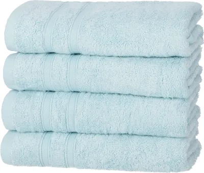 Produktbild von 4er Set Handtücher 50x100 cm Baumwolle Weich Soft Frottee Saugfähig Handtuch, Farbe:hellblau