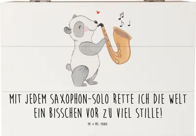 Produktbild von Mr. & Mrs. Panda holzschachtel Saxophon Magie 22 x 15 cm - Weiß - Geschenk, Freude, Box, Geschenkbox, schatztruhe, Lernen, Schatulle, Musik, Solo, fotobox, Blues, Musiker