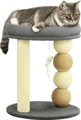 PawHut Katzenbaum Kratztonne Mit 3 Ebenen 40 X 40 X 74 Cm
