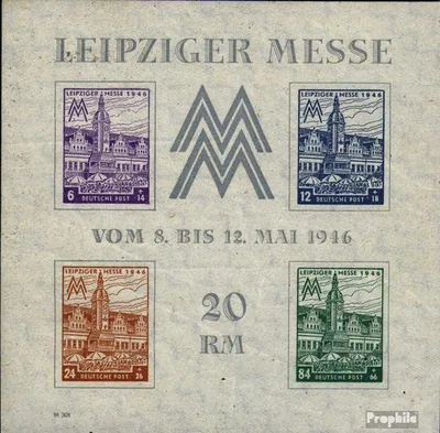 Produktbild von Briefmarken Sowjetische Zone (All.Bes.) 1946 Mi Block5YZ (kompl.Ausg.) mit Attest postfrisch Leipziger Messe