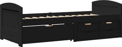 Zdjęcie produktu dla VidaXL 3314682, sofa rozkładana, Czarny, Drewno sosnowe, Drewno, 2050 mm, 960 mm, 690 mm