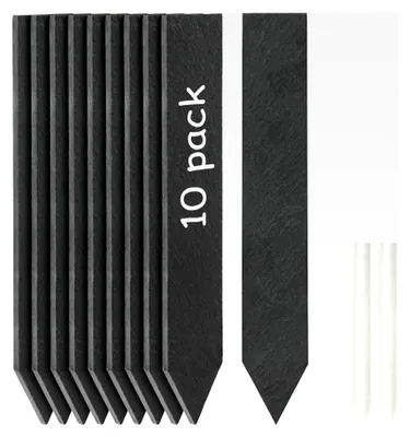 Produktbild von 10 Stück Schiefer Pflanzenschilder Set, Kräuterschilder aus Schiefer, Wiederverwendbare Gartenstecker Stecketiketten (20 x 3 cm)