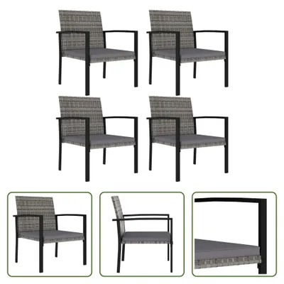 Image de The Living Store Chaises de jardin 4 pcs. Poly rotin gris