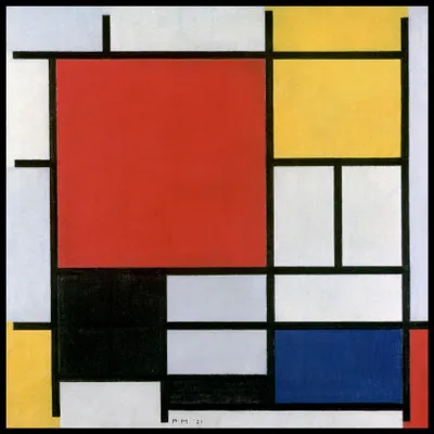 Immagine prodotto di Poster 70x70 cm  Rosso, giallo, blu e nero, Piet Mondrian