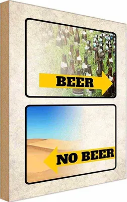 Produktbild von vianmo Holzschild 30x20 cm Alkohol Bild Beer No Beer Bier