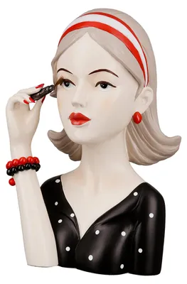 Produktbild von GILDE Lady mit Wimperntusche schwarzes Kleid mit weißen Punkten, H.26 cm, 37718