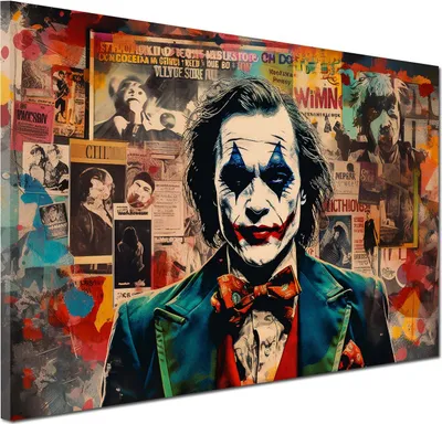 Produktbild von Joker Newspaper Style Wandbild Leinwandbild Kunstdruck XL Deko: 90x60x2cm