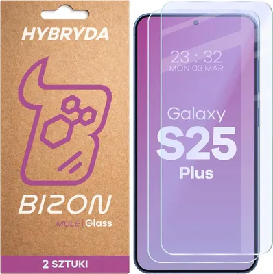 Produktbild von 2x Flexibles Hybridglas für Galaxy S25 Plus, Bizon Glass Mule Duo