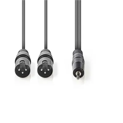 Produktbild von Nedis Balanced Audio-Kabel - 2x XLR 3-Pin Stecker - 3.5 mm Stecker - Vernickelt - 3.00 m - Rund - PVC - Dunkelgrau - Kartonhülle