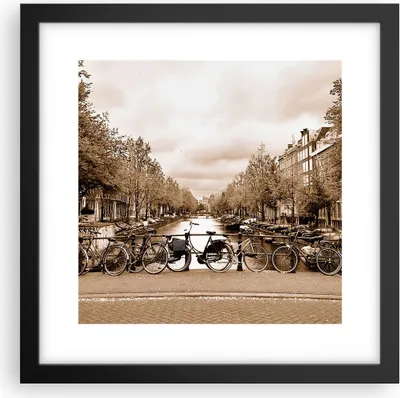 Produktbild von Gerahmtes Poster - Schwarzer Rahmen - Kanal Fahrräder Amsterdam Zentrum - 30x30 cm - Wand Bild - Wanddeko - Wandbilder - Wandposter - Bilderrahmen - Bilder - Kunstdruck - Wandbild - P2BAC30x30-2971