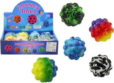 Produktbild von Knet- und Hüpfball mit Noppen, bunt, 6,5 cm