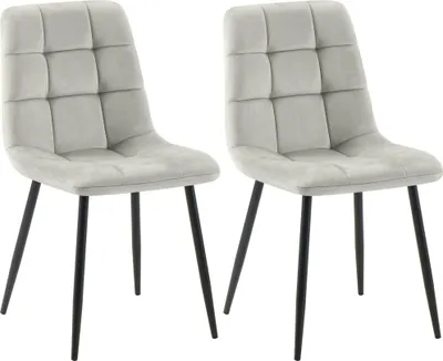 Produktbild von CLP 2er Set Esszimmerstuhl Tilde gepolstert mit Rückenlehne bis 150 kg belastbar grau Material Samt