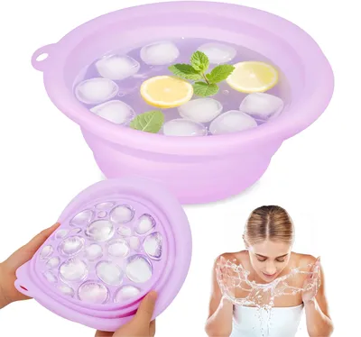 Produktbild von Face Ice Bath Bowl, Silikon Schüssel für Gesicht Eisbad, Facial Ice Bath Washbasin für Gesicht Schnell Kühlung - für Heimgebrauch, Unterwegs, Lila
