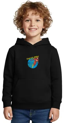 Produktbild von Spreadshirt DC Comics Justice League The Flash Kinder Premium Hoodie, 158/164 (12 Jahre), Schwarz