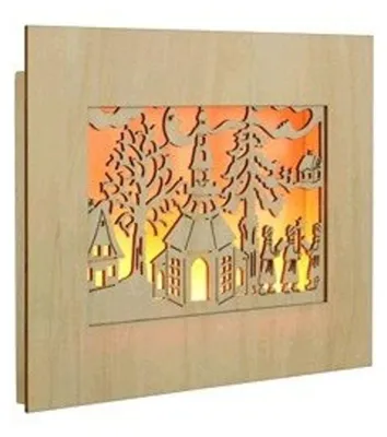 Produktbild von LED Holzbild beleuchtete Kirche