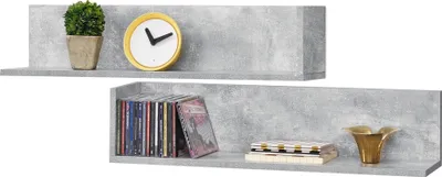 Image de Étagère murale Elverum, lot de 2 75 x 16,5 x 16,5 cm panneau de particules aspect béton [en.casa]