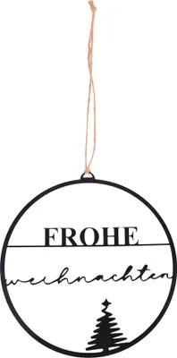 Produktbild von Aufhänger "Frohe Weihnachten" mit Tannenbäumen in schwarz