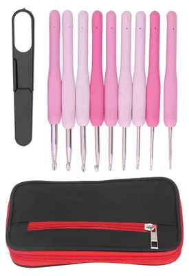 Obrázek produktu pro 9 háčků, neklouzavé, ergonomický design, lehké, přenosné, na háčkování a pletení čepic a šál