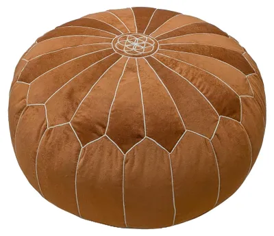 Image de Pouf marocain en velours avec broderie mandala