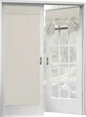 Produktbild von Französischer Türvorhang 2er-Set mit wärmeisoliertem Blackout-Glastür-Vorhangpaneel mit Klettverschluss Tricia-Vorhang, 2 Paneele, 26 x 68 Zoll, Elfenbeinweiß