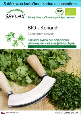 Obrázek produktu pro SAFLAX Dárková sada - BIO - Koriandr - Coriandrum sativum - 150 Semena - S dárkovou krabičkou, přepravním štítkem, dárkovou kartou a pěstebním médiem