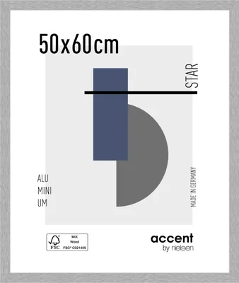 Produktbild von accent by nielsen Aluminium Bilderrahmen Star, 50x60 cm, Struktur Silber Matt