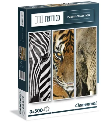 Produktbild von Clementoni - Puzzle - Animals (3x500 Teile) Zebra Tier Elefant Puzzel