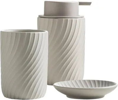 Produktbild von Famanu Keramisches Badezimmeraccessoireset 4-teilig - Haverfarbe