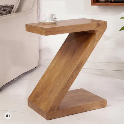 Produktbild von riess-ambiente Beistelltisch Z 60cm braun honey finish massives Mangoholz Z-Form Couchtisch