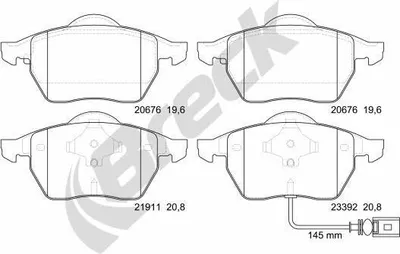 Produktbild von BRECK Bremsbeläge Satz Vorne Bremsklötze für VW Golf IV Schrägheck (1J1) 23392 00 701 10