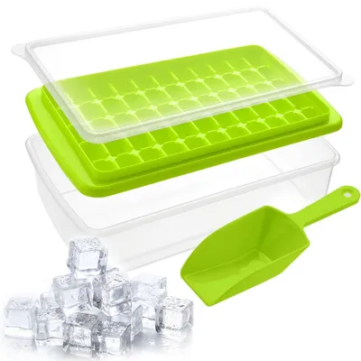 Produktbild von Eiswürfelform für 55 Eiswürfel mit Deckel Behälter Schaufel Eiswürfelbehälter Eiswürfelbereiter