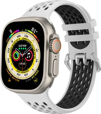 Produktbild von Apple Watch Cubenest Sportarmband Schwarz/Weiß für die Größen 42/44/45/Ultra 49 mm