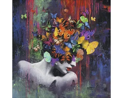 Produktbild von Leinwandbild Original Butterflies Head 100x100 cm