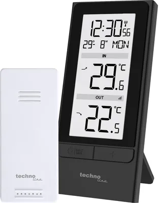 Produktbild von Technoline WS 9787, Schwarz, Innen-Thermometer, Außen-Thermometer, Thermometer, Akku, 65 mm, 19 mm