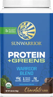 Produktbild von Sunwarrior Warrior Blend + Greens Organic (750g) Chocolate - Eiweiße - Veganes Eiweiß
