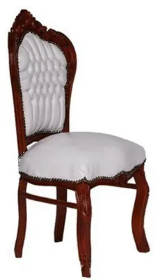 Produktbild von Casa Padrino Barock Esszimmer Stuhl Weiß / Braun Lederoptik - Barock Möbel